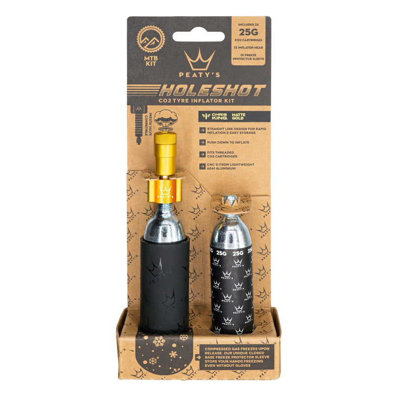 Peaty's Holeshot CO2 MTN Tire Inflator Kit w/Cartridges, Mango