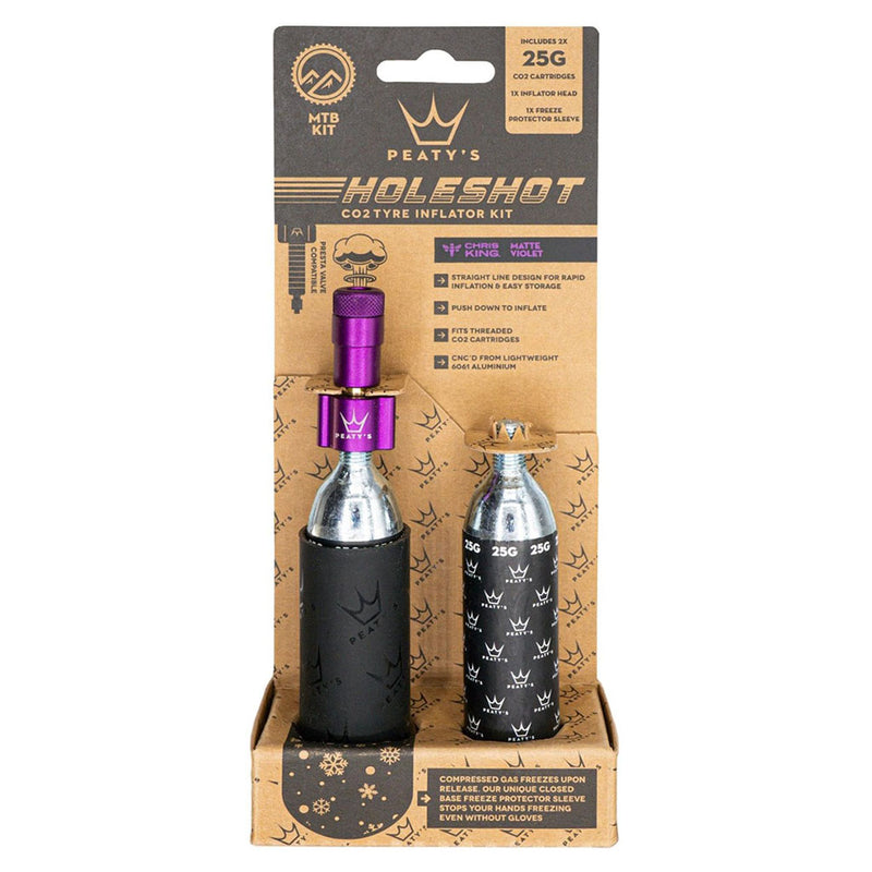 Peaty's Holeshot CO2 MTN Tire Inflator w/Cartridges, Violet